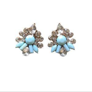 Aqua and Crystal Statement Earrings